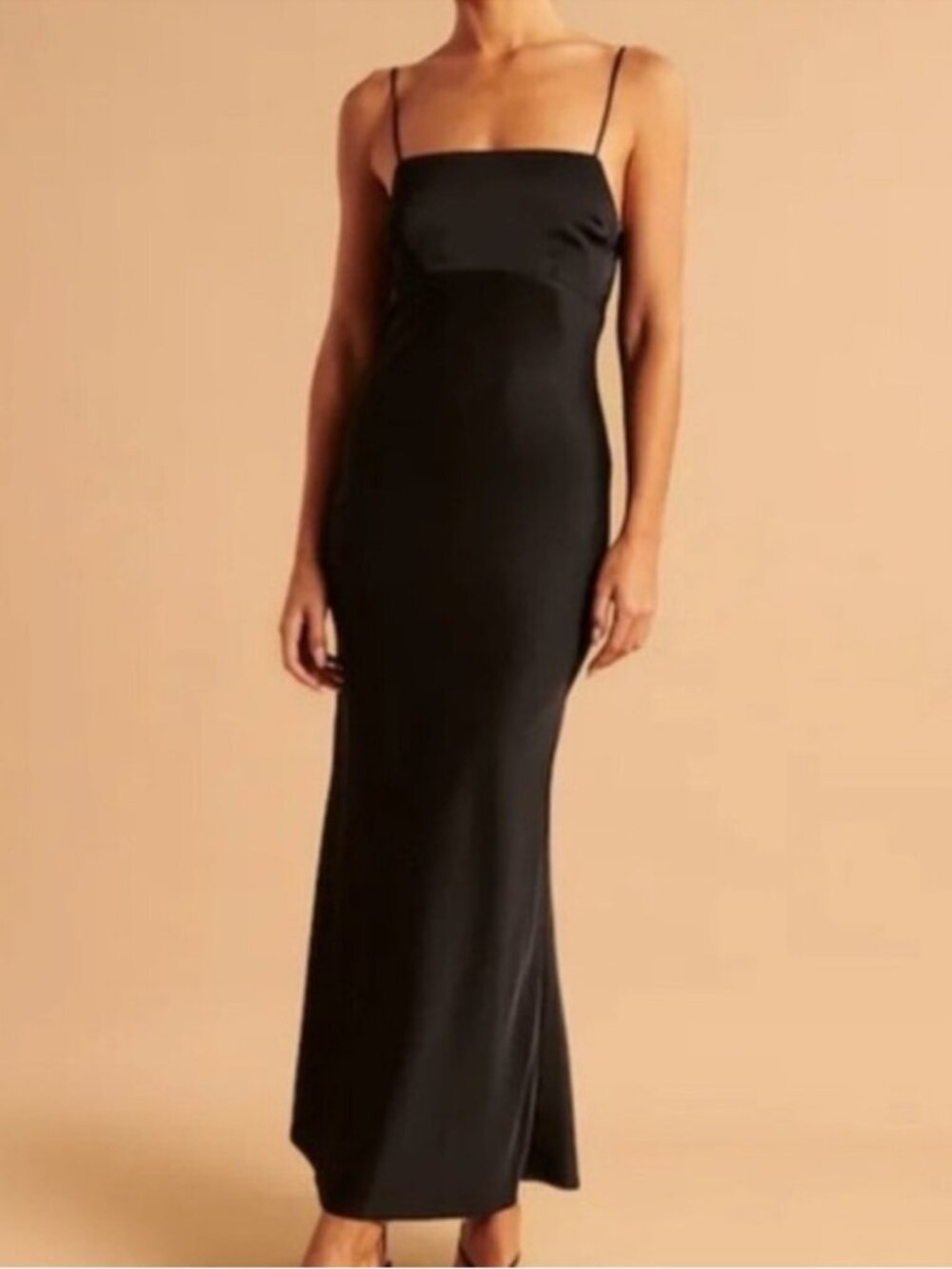 The A&F Julia Slip Cowl Back-Bow Maxi Dress in Black